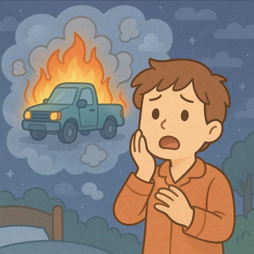 ฝันว่า รถกระบะไฟไหม้